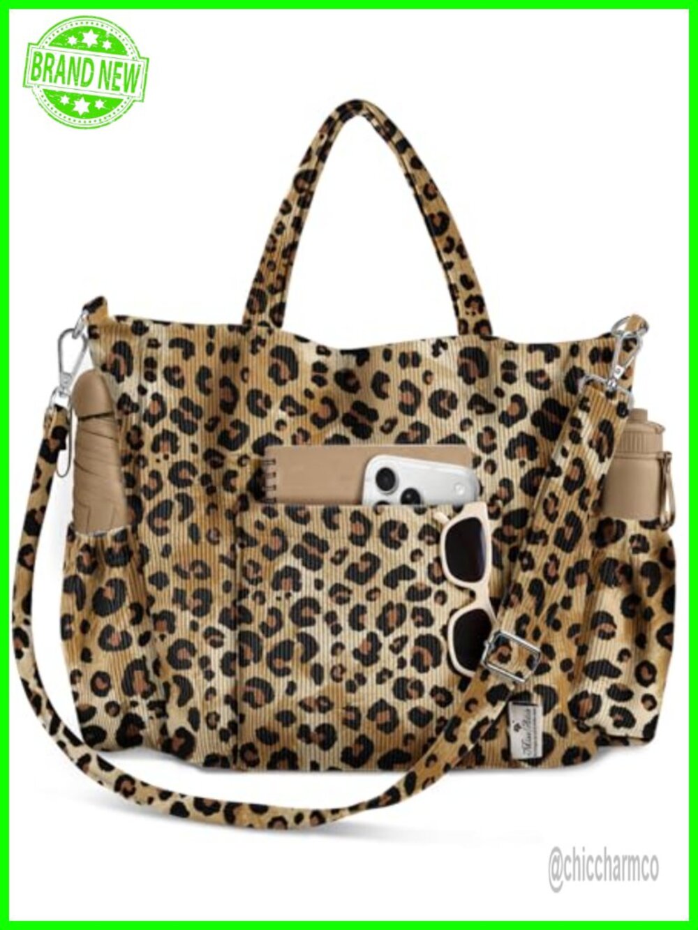 Corduroy Crossbody Tote Bag for Women Fits 15" Laptop Detachable Strap